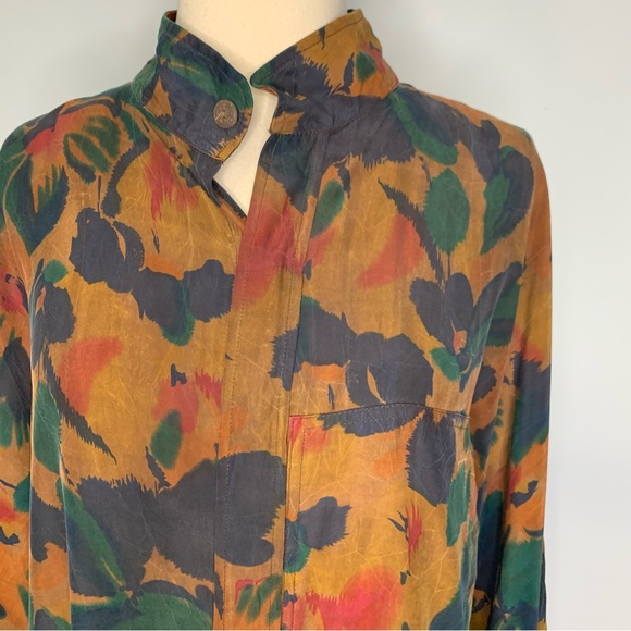 Earthen Stunning Wearable Art 100% Mud Silk Multicolor Pullover Tunic Top Size L - Picture 5 of 16